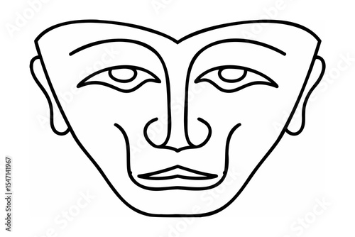 Line Art Drawing of a Simplified Human Face illustration