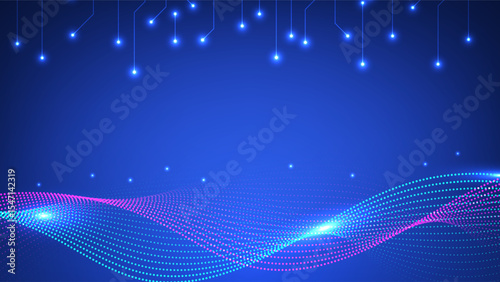 Digital technology circuit wave background. Futuristic abstract data concept. Design for network line connections motherboard.