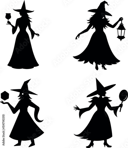 Cute Spellcasting Witches Clipart Pack