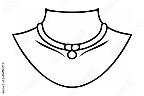 Black Line Art Necklace Design on White Background