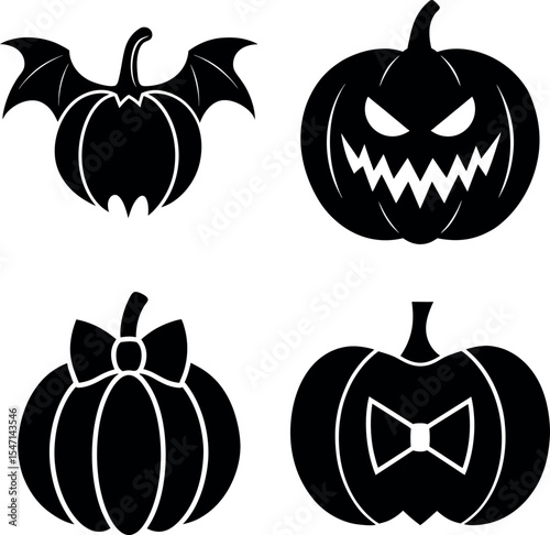 Evil Eyed Pumpkins Halloween Silhouettes