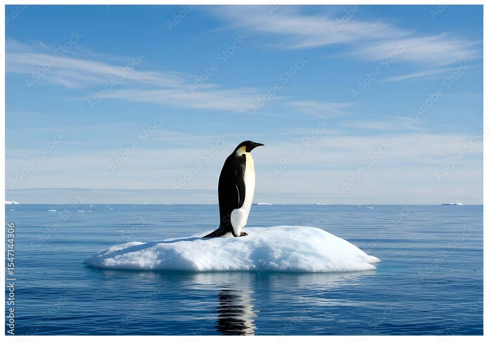 Fototapeta premium Emperor Penguin Standing Alone on Iceberg