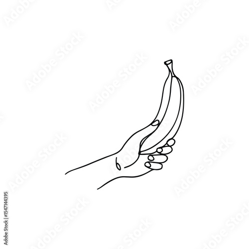 A Hand Holding a Banana in Upright Position