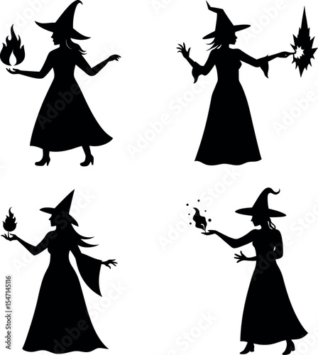 Halloween Spellcasters and Flying Witches Set