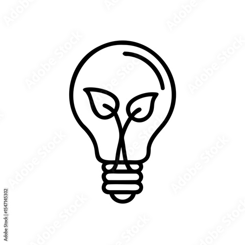 Lightbulb Icon Green Leaves Eco Energy Symbol vector