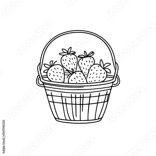 Strawberries Arranged Inside a Wooden Bucket