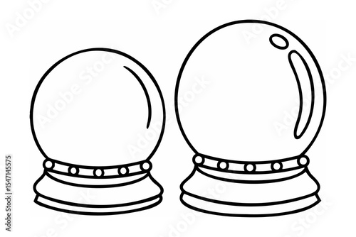 Two Outline Drawings of Glass Globes on Stands crystal ball