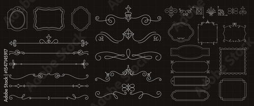 Elegant vintage frames and borders in various styles. Decorative frames and ornate borders perfect for design projects. Classic frames and intricate borders. Vintage ornamental elements vector set.