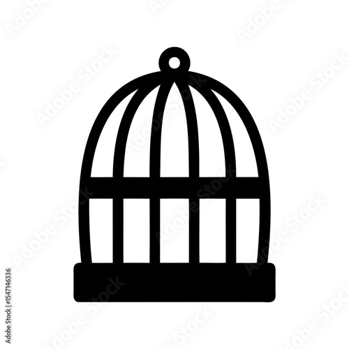 Bird cage silhouette vector, Empty bird cage icon vector illustration