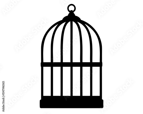 Bird cage silhouette vector, Empty bird cage icon vector illustration
