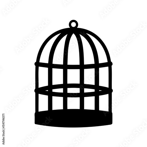 Bird cage silhouette vector, Empty bird cage icon vector illustration