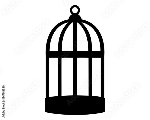 Bird cage silhouette vector, Empty bird cage icon vector illustration