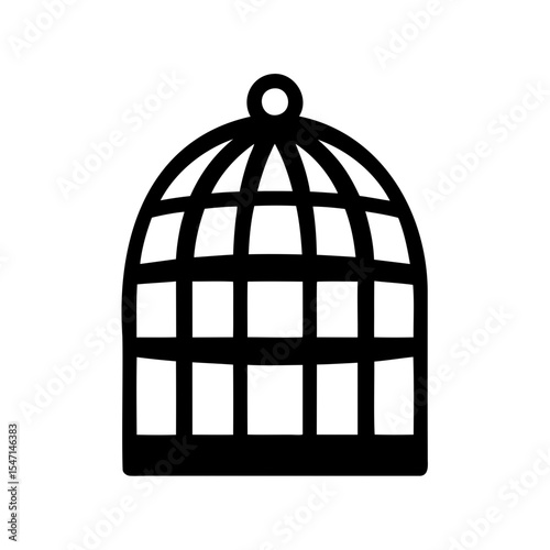 Bird cage silhouette vector, Empty bird cage icon vector illustration
