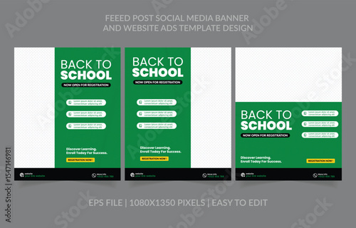School admission banner template design for facebook, instagram and more social media