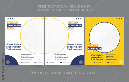 School admission banner template design for facebook, instagram and more social media