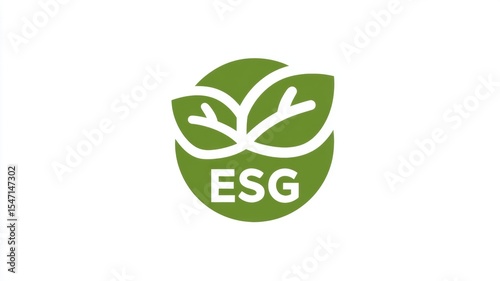 Sustainable finance ESG investment. ESG logo featuring green leaves, symbolizing sustainability and environmental responsibility.