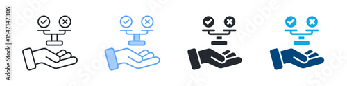 Ethics Icon Set Multiple Style. Designed In Outline, Blue, Glyph, Dual Tone