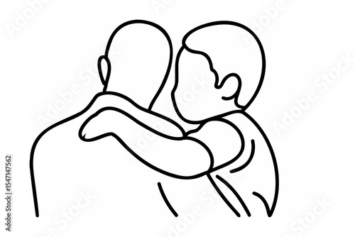 Child Hugging Adult Line Art Black White Embrace embracing