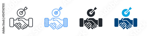 Negotiation Icon Set Multiple Style. Designed In Outline, Blue, Glyph, Dual Tone