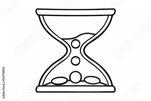 Black Line Art Hourglass Sand Time Passing Design vector