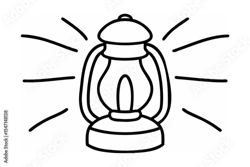 Line Art Illustration of a Shining Oil Lantern oil lamp
