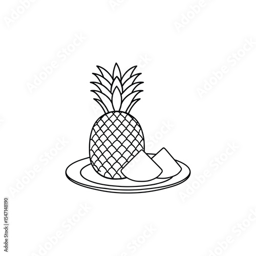 A Slice of Pineapple Placed on a Plate