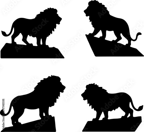 Lion Silhouettes on Rocks vector bundle