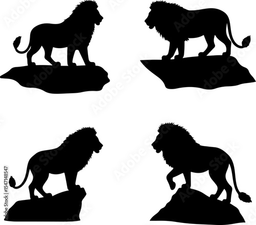Lion Silhouettes on Rocks vector bundle