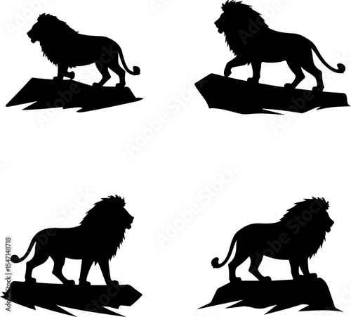 Lion Silhouettes on Rocks vector bundle