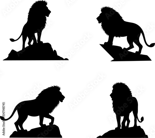 Lion Silhouettes on Rocks vector bundle