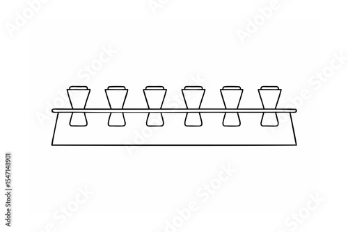 Six Conical Vessels on a Stand Line Drawing line art