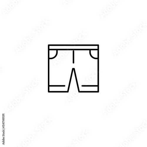 Minimalist short pants line art. Simple and clean outline. Icon design in monochrome colours. For mock up clothing line, fashion design, fashion business. Vector illustration