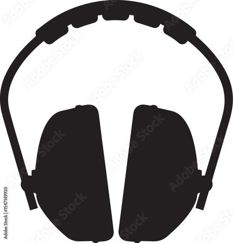 Black Silhouette of Noise Cancelling Earmuffs, Safety Gear