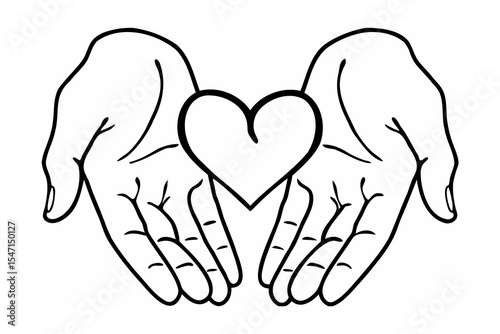 Two Hands Gently Holding a Heart Shape Outline care