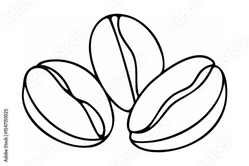 Three Black Outline Coffee Beans Illustration vector