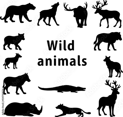 Wild Animal Silhouettes Collection vector