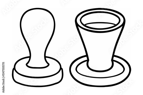 Two Coffee Tamper Line Art Illustrations espresso tamper