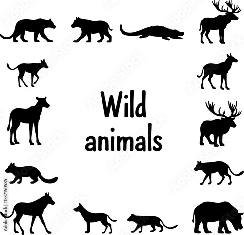 Wild Animal Silhouettes Collection vector