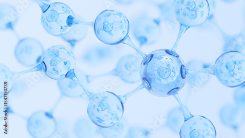 Abstract Molecule and Atom Structure Model - Science, Medical Background, Skincare Technology, and Cosmetic Innovation. 3d rendering.
