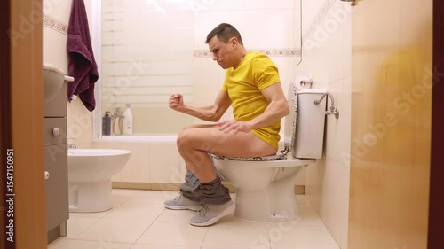 Man confident and proud of his ease in evacuating