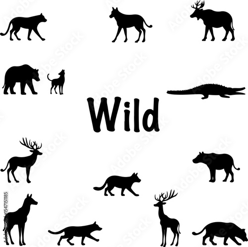Wild Animal Silhouettes Collection vector