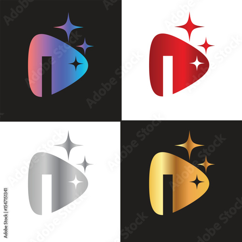 Letter I logo, I logo, AI logo set, modern and minimal design, tech-inspired, colorful icons and symbols, suitable for artificial intelligence, innovation, branding, startups, and digital identity.