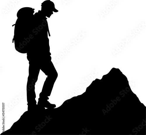 Hikers on Mountain Peak vector