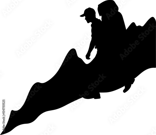 Hikers on Mountain Peak vector