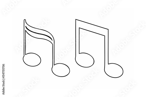 Three Eighth Notes Musical Notation Black Outline musical note