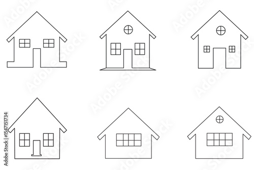 Set of Houses Icons sign and symbols. A collection of icons of houses. Houses vector icons. Home icon line vector illustration.