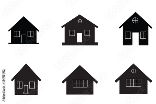 Set of Houses Icons sign and symbols. A collection of icons of houses. Houses vector icons. Home icon line vector illustration.
