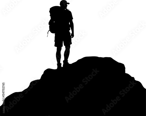 Hikers on Mountain Peak Silhouette vector bundle