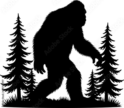 Bigfoot Silhouette Bundle – Walking, Surfing & Forest Scenes"