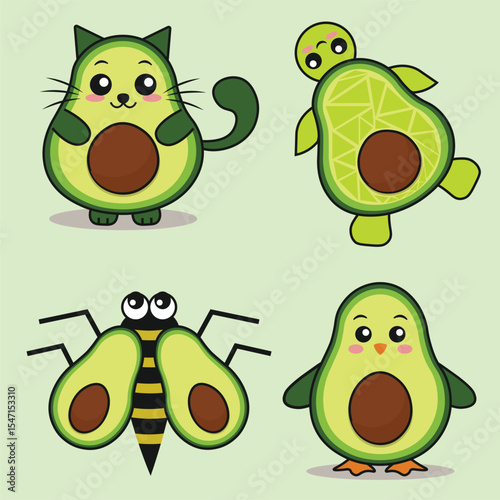CUTE ANIMAL WITH AVOCADO SHAPE
